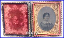Antique Tintype Photo of Beautiful Young Woman Unique Collectible Full Case