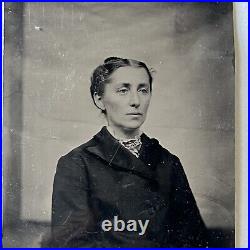 Antique Tintype Photograph Beautiful Captivating Woman Short Hair Masc Attire