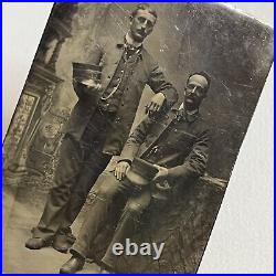 Antique Tintype Photograph Charming Men Occupational Train Conductor Drivers