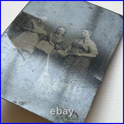 Antique Tintype Photograph Lovely Women Occupational Housekeepers Broom Pan