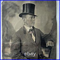 Antique Tintype Photograph Very Handsome Young Man Top Hat Americana