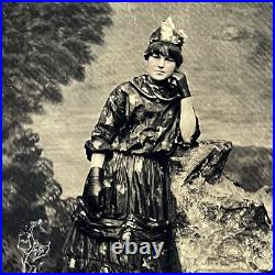 Antique Tintype Photograph Young Woman In Star Dress Costume withCrown Odd