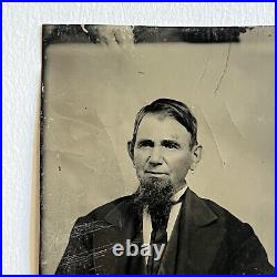 Antique Tintype Studio Photograph Interesting Mature Man Rare Hoop Earrings Odd