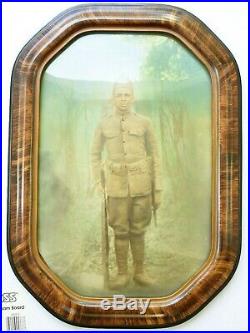 Antique US WW1 Black American Photograph Soldier Portrait Wood Frame & Glass