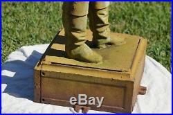 Antique USA Cast Iron Lawn Jockey Statue Hitching Post