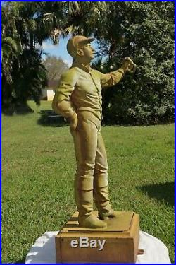 Antique USA Cast Iron Lawn Jockey Statue Hitching Post