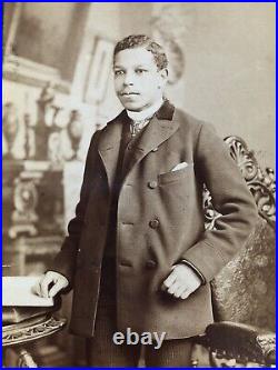 Antique Vintage African American Photo Cabinet Card Handsome Boston