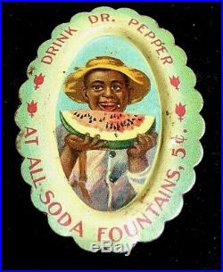 Antique Vintage Black Americana Boy Eats Watermelon Tip Tray Dr. Pepper 1910