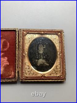 Antique Vintage Civil War Era Image Daguerreotype Gold Filled Case Photo Frame