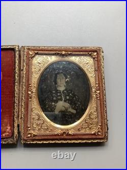 Antique Vintage Civil War Era Image Daguerreotype Gold Filled Case Photo Frame