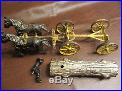 Antique Vintage Kenton Toys Cast Iron Darkey Man On Log Wagon Original 15 Long