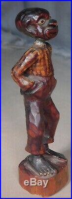 Antique Vintage Outsider Folk Art Black Americana Wood Carving Man OLD PAINT 30s