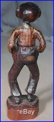 Antique Vintage Outsider Folk Art Black Americana Wood Carving Man OLD PAINT 30s