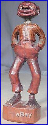 Antique Vintage Outsider Folk Art Black Americana Wood Carving Man OLD PAINT 30s