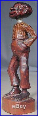 Antique Vintage Outsider Folk Art Black Americana Wood Carving Man OLD PAINT 30s