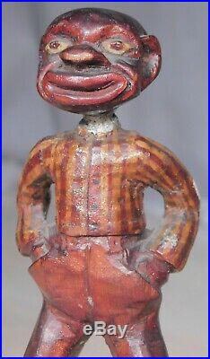 Antique Vintage Outsider Folk Art Black Americana Wood Carving Man OLD PAINT 30s