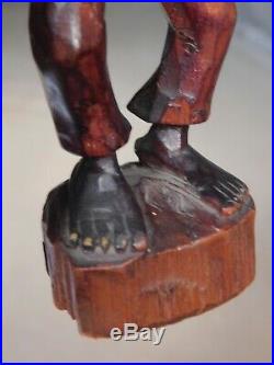 Antique Vintage Outsider Folk Art Black Americana Wood Carving Man OLD PAINT 30s