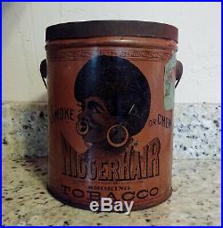 Antique Vintage Pre-Biggerhair N Hair Tobacco Tin Can Black Americana