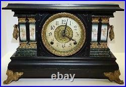 Antique Working 19th C Ingraham Ornate Victorian Mantel Shelf Clock W. H. Terhune