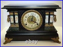 Antique Working 19th C Ingraham Ornate Victorian Mantel Shelf Clock W. H. Terhune