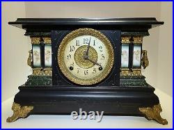 Antique Working 19th C Ingraham Ornate Victorian Mantel Shelf Clock W. H. Terhune