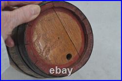 Antique black powder keg cask Civil War 8x4 in. Oak metal bands 1800s original