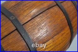 Antique black powder keg cask Civil War 8x4 in. Oak metal bands 1800s original