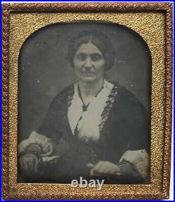 Antique c1850s Daguerreotype Exotic Gypsy Immigrant Woman Holding Rosary Beads