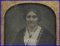 Antique c1850s Daguerreotype Exotic Gypsy Immigrant Woman Holding Rosary Beads