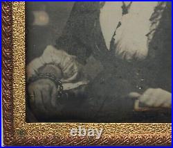 Antique c1850s Daguerreotype Exotic Gypsy Immigrant Woman Holding Rosary Beads