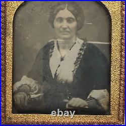 Antique c1850s Daguerreotype Exotic Gypsy Immigrant Woman Holding Rosary Beads