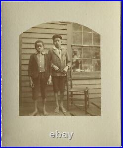 Antique c1890s Original Photograph Barefoot African American Black Kids Boys