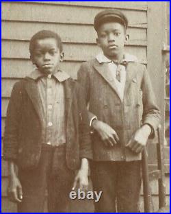 Antique c1890s Original Photograph Barefoot African American Black Kids Boys