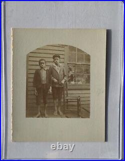 Antique c1890s Original Photograph Barefoot African American Black Kids Boys