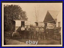 Antique cabinet photo OAKWOOD DAIRY DELIVERY WAGONS in FIFE, WASHINGTON, 1915