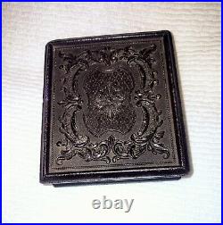 Antique circa 1850 daguerreotype young dapper boy full Union case withpaper