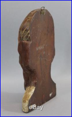 Antique circa-1900, Black Americana, Hand Carved Folk Art Blackman's Head Bust