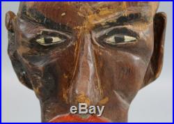Antique circa-1900, Black Americana, Hand Carved Folk Art Blackman's Head Bust