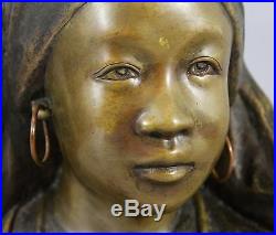 Antique circa 1900, Young Nubian Girl, Bronze Bust Sculpture, No Reserve