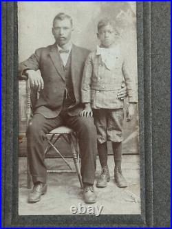 Antique mounted Cabinet Card Photo Wilmington Del African American Father & Son