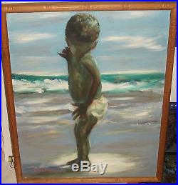 Arthur D Thomas Me And The Ocean African American Baby On A Beach Oil Painting