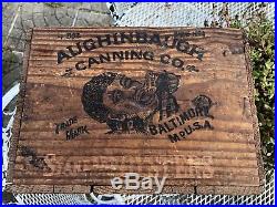 Aughinbaugh Canning Co. Baltimore Antique Oyster Crate Black Americana