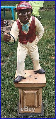 Authentic Antique Cast Iron Lawn Jockey Jocko Excellent Condition