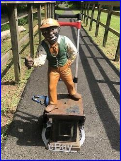 Authentic Cast Iron Lawn Jockey Antique statue Hitching Post