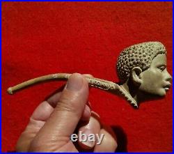 Authentic Indian Artifact 5-3/4 Clay Trade Pipe Black Americana Arrowheads Pipe