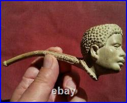 Authentic Indian Artifact 5-3/4 Clay Trade Pipe Black Americana Arrowheads Pipe