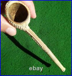 Authentic Indian Artifact 5-3/4 Clay Trade Pipe Black Americana Arrowheads Pipe
