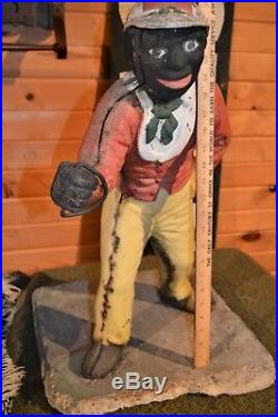 Authentic Jocko Faithful Groomsman Cast Iron Lawn Jockey Americana Art Pre 1900