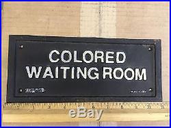 Authentic Vtg Cast Iron Black Americana Segregation Colored Waiting Room Sign