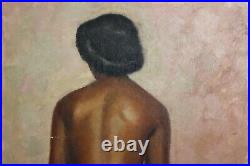 BEAUTIFUL1940s AFRICAN AMERICAN NUDE WOMAN FIGURATIVE PAINTING LOS ANGELES WPA